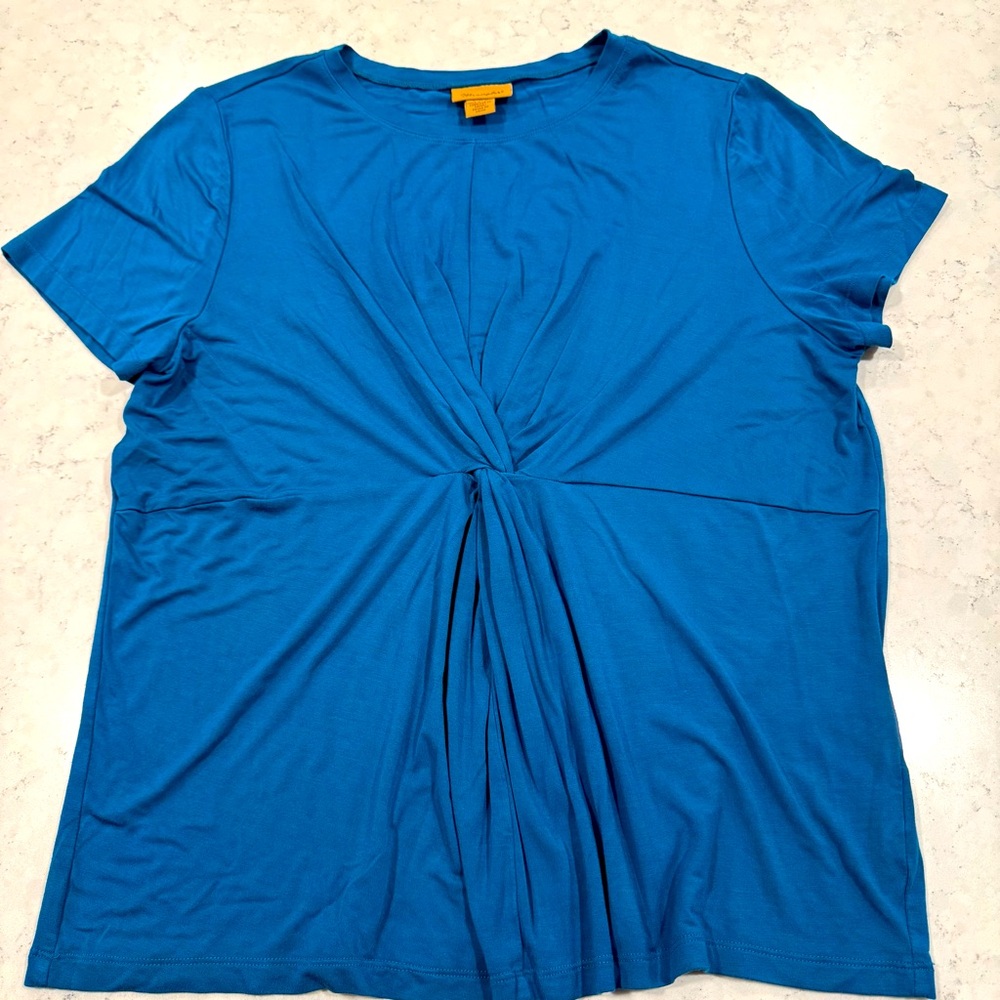 Wrangler Womens L Cinched Waist Gathered Knot Front Design T-Shirt Top Dark Teal